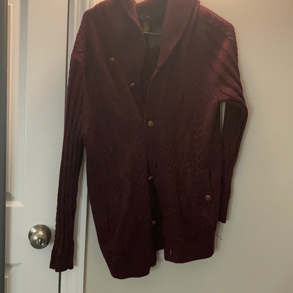 Maroon Shawl Collar Cardigan